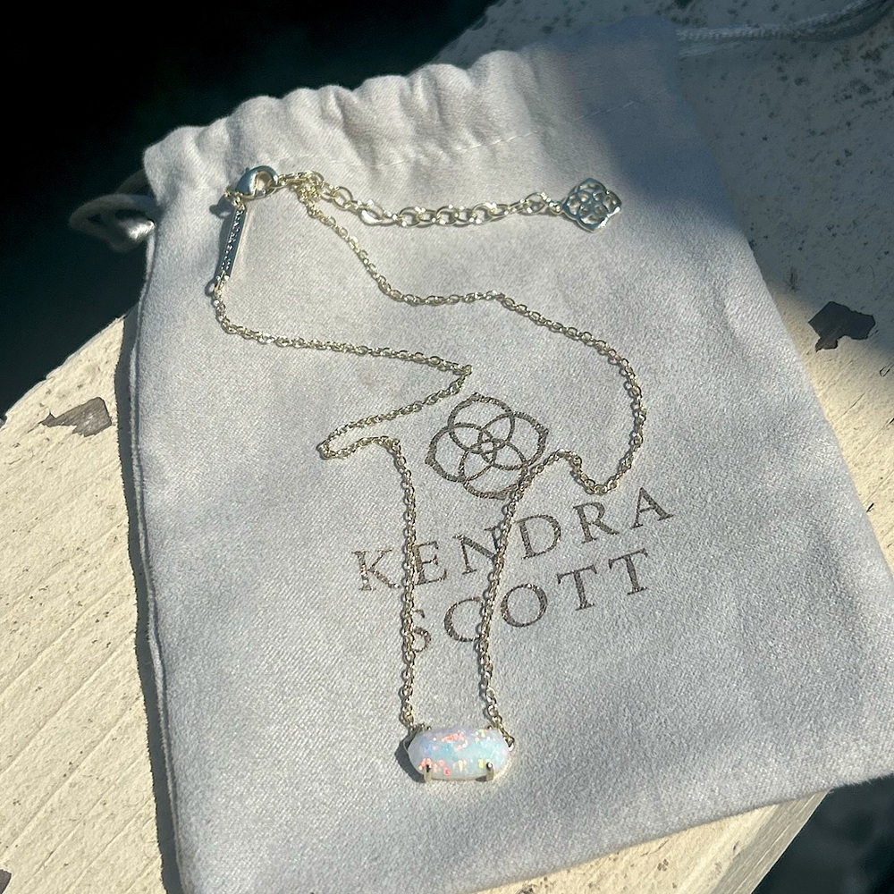 Kendra Scott Ever White Opal Necklace in Gold
